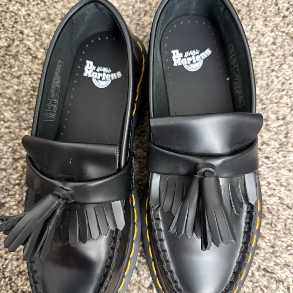 Dr. Martens Black Leather Fringe Loafers Adrian Bex - Picture 5 of 5